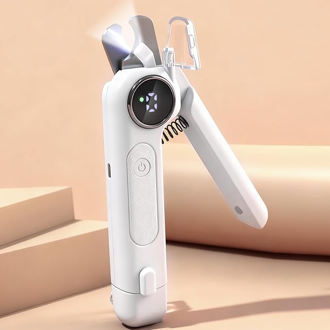 Electric Dog Nail Grinder & Clipper, Rechargeable Quiet Pet Nail Trimmer with LED Light, Professional Dog Nail File for Large Small Dogs, Cats, Puppies – Safe Painless Grooming Tool (White)