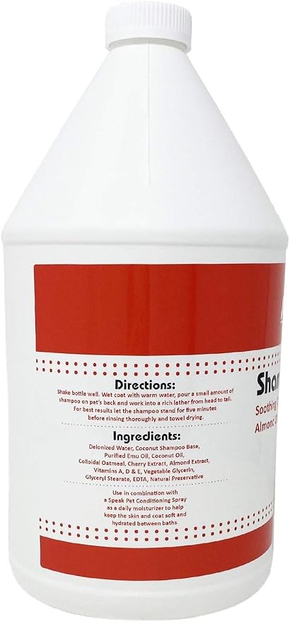 Speak Pet Products Natural Dog Shampoo, Soothing Cherry Almond Oatmeal, 1 Gallon