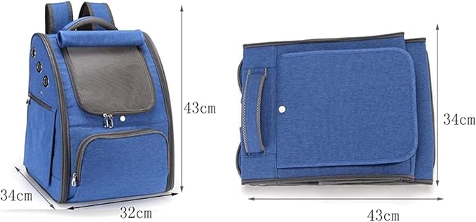 OLOTU Pet Backpack Collapsible Cat Backpack, Ventilated Design Cat Carrier, Outdoor Use Lightweight Portable Dog Backpack Carrier, Blue Spacious