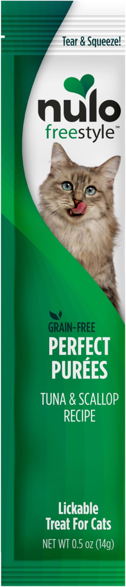 Nulo Freestyle Lickable Cat Treats - Perfect Purées Tuna & Scallop, Squeezable Grain-Free Wet Cat Food Topper, High Moisture for Hydration, 48 x 0.5oz