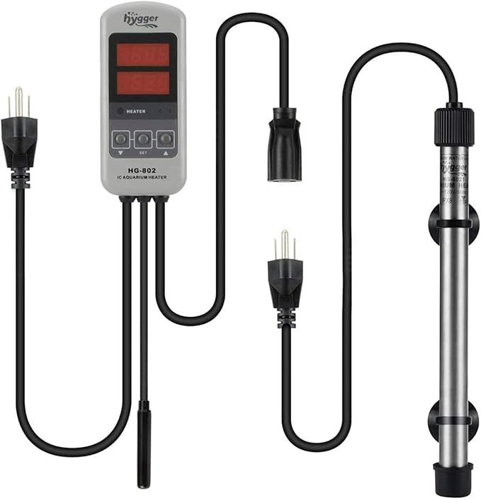 hygger Pinpoint Saltwater Aquarium Heater with Digital Temp Controller, Submersible Titanium Tube Fish Tank Heater for Coral Reef 50 Watt