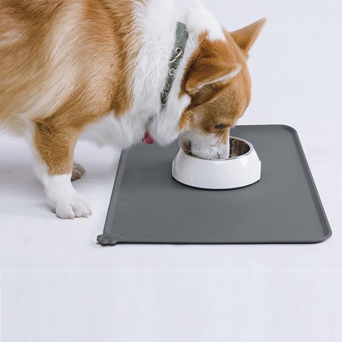 AUDWUD Silicone Waterproof Pet Feeding Mats,Anti Slip Bowl Pad, Dog Mat for Food and Water