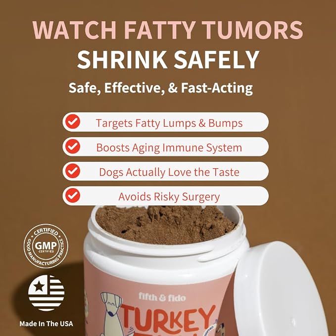 Fifth & Fido Turkey Tail Mushroom for Dogs - Lipoma Treatment for Dogs - Mushroom Supplement for Lumps & Bumps with Probiotics & Immune Support - Dog Food Topper Made in USA, 30 Servings (Blueberry)