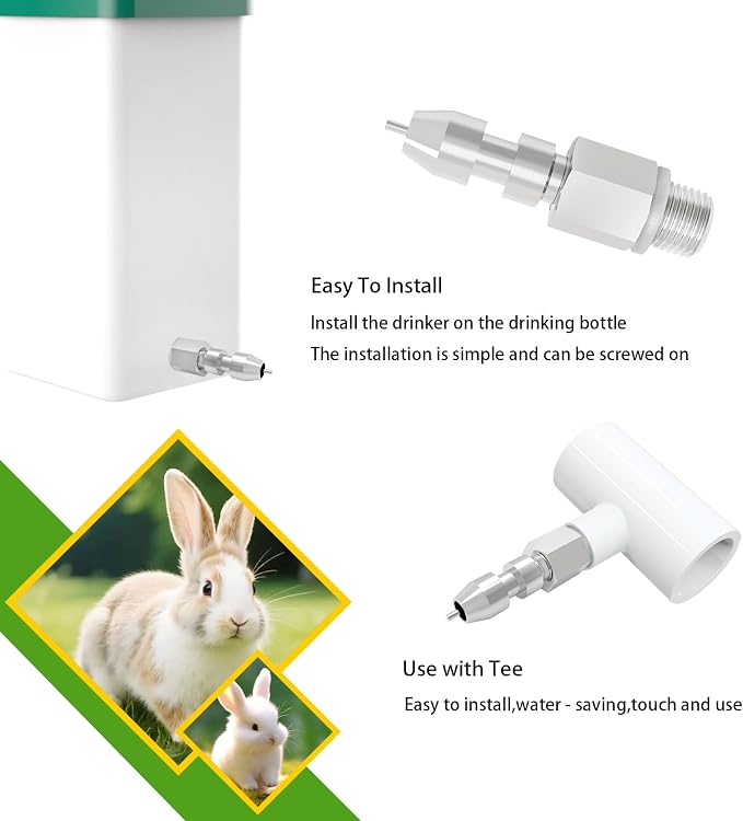 Vandcoop DIY Automatic Stainless Steel Rabbit Nipple Drinkers with Drill Bit (Silvery, 10pcs)
