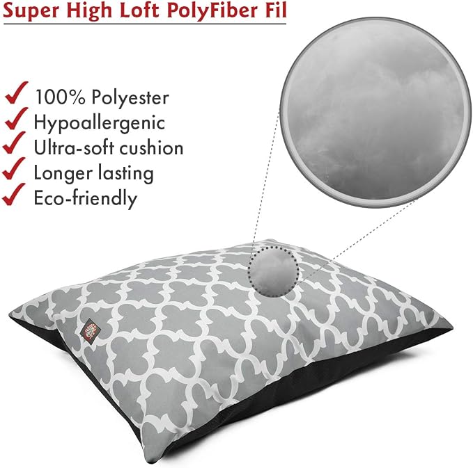 Majestic Pet Rectangle Medium Dog Bed Washable – Non Slip Comfy Pet Bed – Dog Crate Bed Super Value Pillow Dog Bed – Dog Kennel Bed for Sleeping - Dog Bed Medium Breed 35 x 28 Inch – Trellis Gray