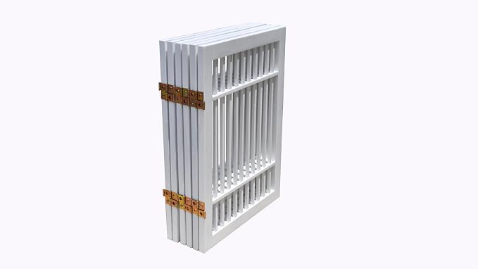 Urnporium Pet Dog Gate Freestanding, Strong Durable Folding Wooden Fence, Portable Acacia Hardwood Safety Barrier for Indoor & Outdoor Use (White Pet Gate, 6 Panel 24" Tall)