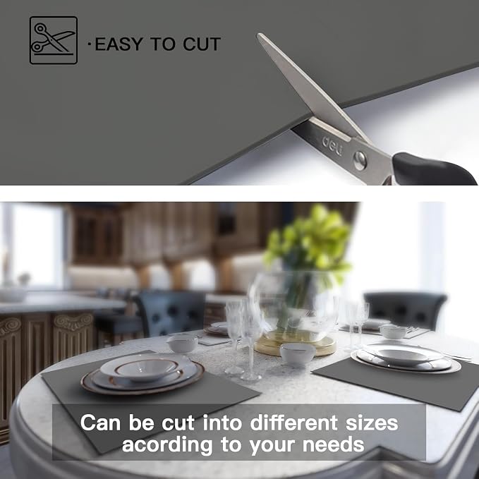 2MM Thick Silicone Countertop Mat, 23.6"x 23.6" Silicone Mats for Kitchen Counter, Nonslip Heat Resistant Mat, Large Kitchen Counter Mats, Waterproof Countertop Protector, Black