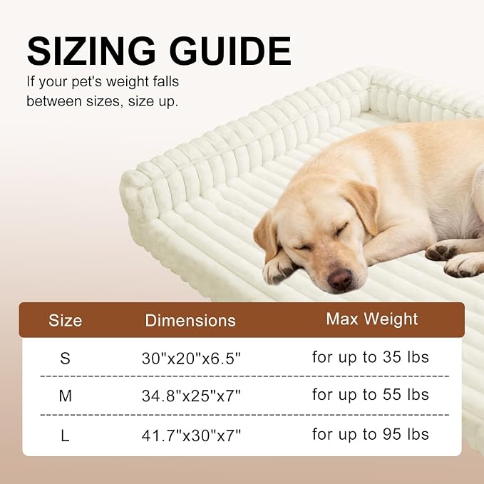 Waterproof Orthopedic Dog Bed for Medium Dogs, Medium Non-Slip Pet Beds with Sides, Egg-Crate Memory Foam Dog Couch for Crate Removable Washable Cover, Beige