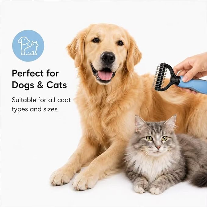 Dog Brushes Double Sided Pet Grooming Brush, 2026 New Hurtless Shedding Dematting Undercoat Rake for Dogs and Cats, Upgrade Matt Remover Detangler for Long Thick Haired Pets (2)