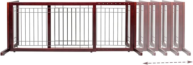 VINGLI Dog Gate for Stairs Free Standing Pet Gate for Driveway, Solid Wood Puppy Doggie Gates for Indoors Adjustable from 40" to 71" Wide