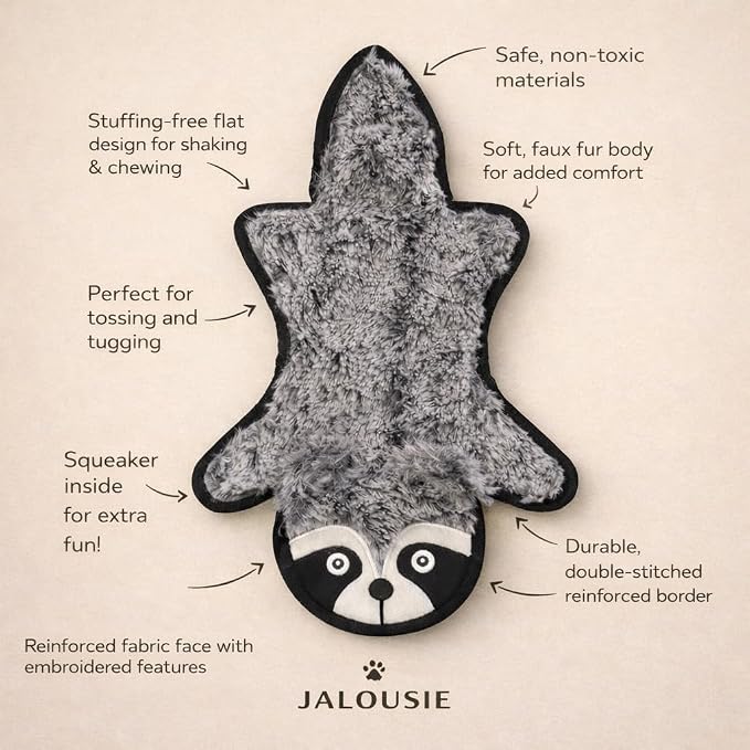 Jalousie 5 Pack Ultra Tough No Stuffing Squeaky Dog Toys for Large Dogs No Mess Interactive Durable Plush Chew Toy Indestructible Dog 6 Layers (5 Pack Strong Plushy Animal Pattern, Large to XLarge)