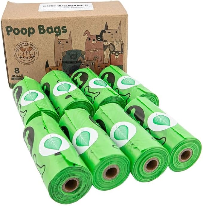 MEADOWS & MUTTS Dog Poop Bags - 120 Count Compostable Biodegradable Plant Based Pet Waste Bags | Leak Proof Extra Thick | Lavender Scented Eco-Friendly Puppy Poop Bags