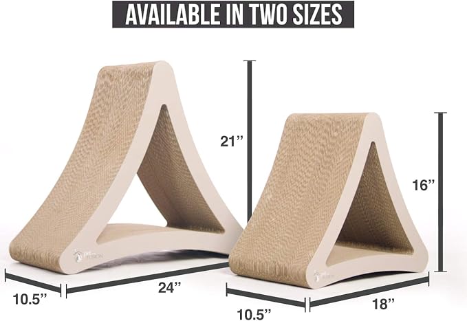 PetFusion 3-Sided Vertical Scratch Play & Perch Cat Scratching Post, 18" x 10.5" x 15.9", Multiple Angle Cat Scratching Pad; 6 Usable Sides, 100% Recyclable Cardboard Lounge