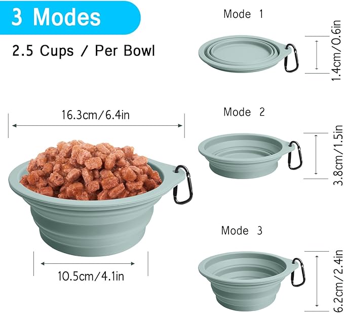 PetBonus Heavy Duty 24 Inch Short Dog Leash and 2-Pack Silicone Collapsible Dog Bowls