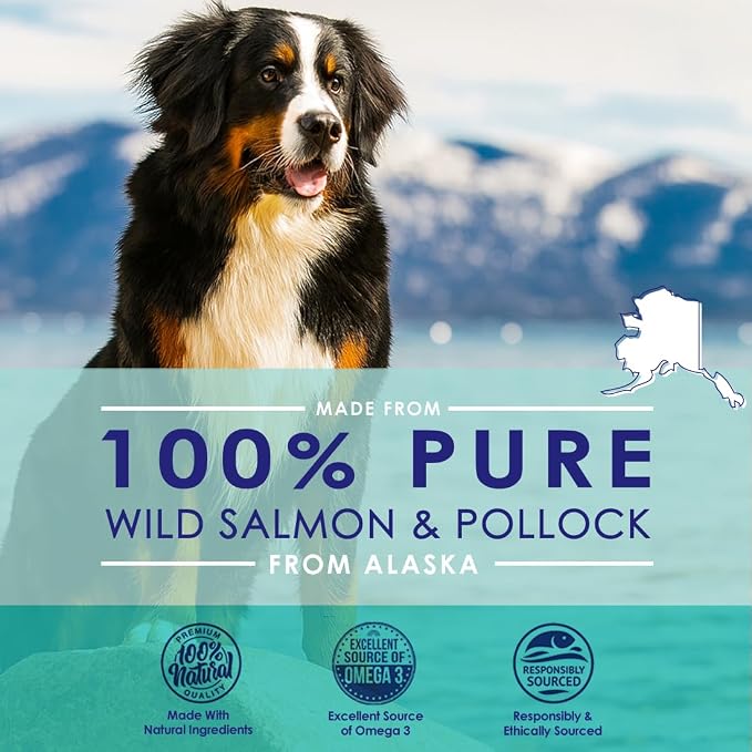 Pure Wild Alaskan Salmon Oil for Dogs - Omega 3 Formula - Dog Fish Oil Liquid - Skin and Coat Supplement for Shedding - Dry Itchy Skin and Allergies - EPA + DHA Fatty Acids - 32 oz Pump Bottle