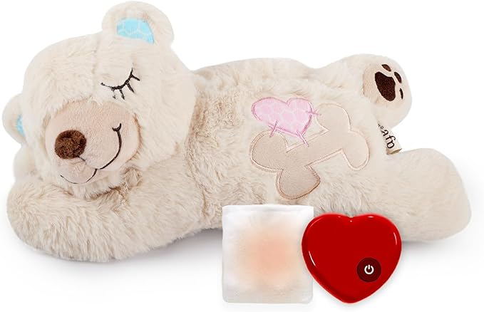 ALL FOR PAWS Heartbeat Puppy for Dogs, Dog Anxiety Relief and Sleep Aid Toy, Comfort Stuffed Animal Dog Toys for Behavioral Training,Plush Heart beat Snuggling Bear with Warm Bag for Small Large Dogs