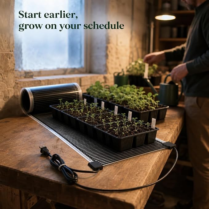 Seedling Heat Mat 11" x 60" - Large Propagation Plant Heating Pad for Multiple Seed Trays, Germination, Rooting Cuttings, Greenhouse and Indoor Gardening, Made in USA