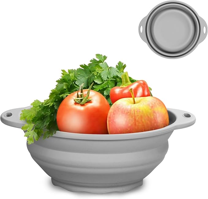 Collapsible Silicone Mixing Bowl - 1800ml(60 fl oz) - BPA Free, Dishwasher Safe, Non-Slip Base Space Saving for Kitchen, Camping & Travel (Blue)