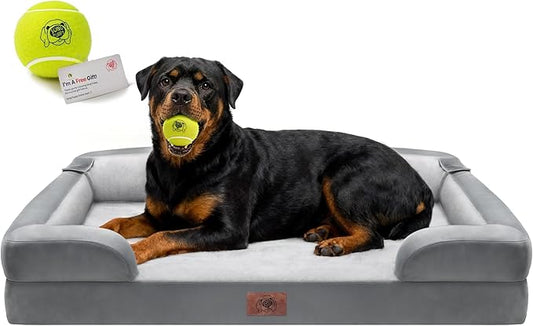 Orthopedic Dog Bed for Extra Large Dogs, XXL Waterproof Egg Crate Memory Foam Pet Bed Bolsters Dog Couch with Washable Cover & Non-Slip Bottom, 45 x 35