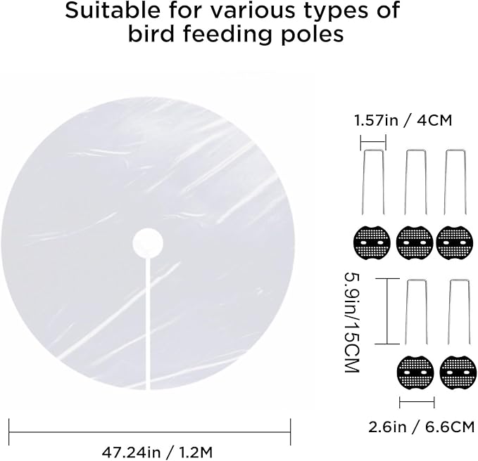 2 PCS 47.24 Inch Round Bird Seed Catcher for Pole - Clear PE Outdoor Mat for Under Bird Feeder, Lawn Protector, Waterproof Tear-Resistant Tray, Fits Shepherd Hooks/Bird Poles