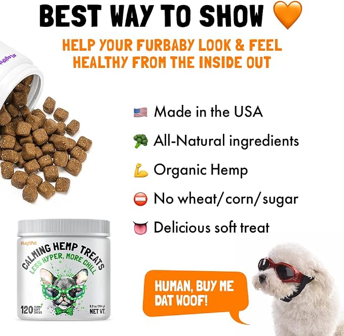 Calming Hemp Treats for Dogs Made in USA with Organic Hemp 120 Chews and Mushroom Complex Treats for Dogs with Reishi Shiitake and Turkey Tail Mushrooms for Cognition and Immune Boosting 120 Chews