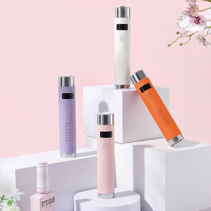 Mini U/V Lamp for Gel Nails- Rechargeable Handheld Nail U V Led Curing Light with Stand- Flash Cure Fast Dry U/V Lamp with Auto Sensor for Home Manicure and Salon (Pink)