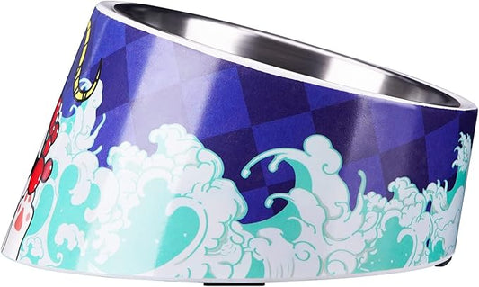 Super Design Mess Free 15° Slanted Bowl for Dogs and Cats, Tilted Angle Bulldog Bowl Pet Feeder, Non-Skid & Non-Spill, Easier to Reach Food