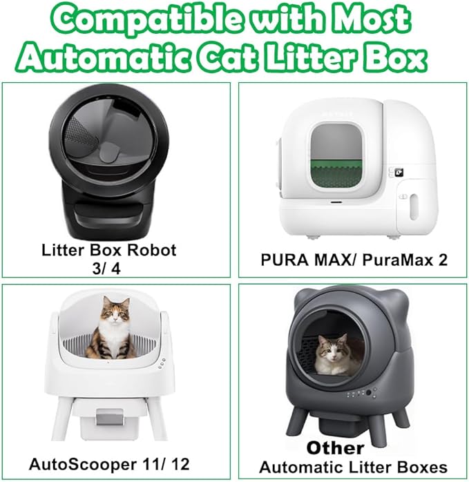 SZEE 60 Pack Automatic Waste Bags Compatible with Litter Box Robot 3/4 and Other Automatic Cat Litter Box, Waste Drawer Liners Bags Heavy Duty, Thick Self-cleaning Cat Litter Box Liners