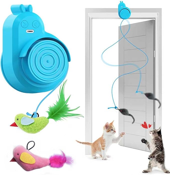 CATPICK Interactive Cat Toys for Indoor Cats Automatic Electric Flying Bird Feather Cat Toy - Best Kitten & Adult Cat Enrichment Toy Stick-on Hanging Electric Kitty Toys for Bored Cats
