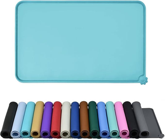 Reopet Silicone Pet Feeding Mat - Waterproof & Non-Slip Dog Cat Placemat | High Raised Edges Prevent Food & Water Spills to Protect Floors, Easy to Clean, Fit for Dog Cat Bowls