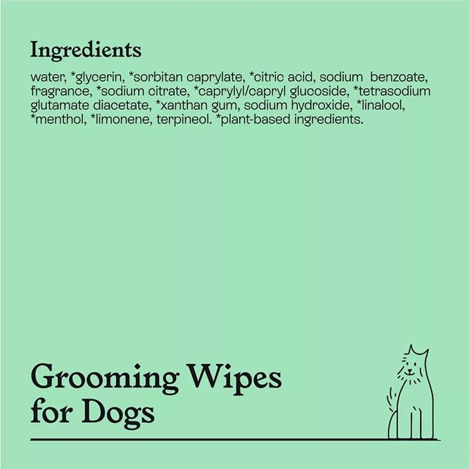 Kindfull Dog Grooming Wipes – 1 Pack (60 Wipes), Botanical Mint Scent – Gentle, pH-Balanced Pet Wipes for Paws & Fur – Plant-Based, Alcohol-Free – 7.9" x 7.7" Each
