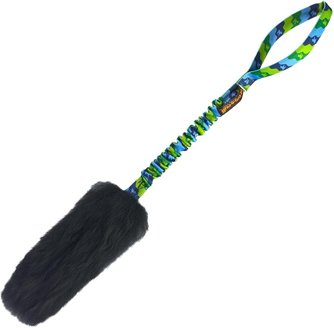 Tug-E-Nuff WondaBaa Bungee Tug Toy for Dogs for Interactive Training & Play | Soft and Responsibly-Sourced Sheepskin Bite Area | for Dogs of All Ages | Size 23 x 3 inches