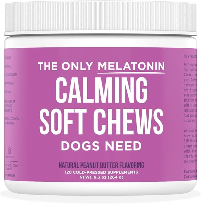Natural Rapport Dog Calming Chews - The Only Melatonin Soft Chews that Dogs Need - 120ct Contain Melatonin, Valerian Root and Chamomile