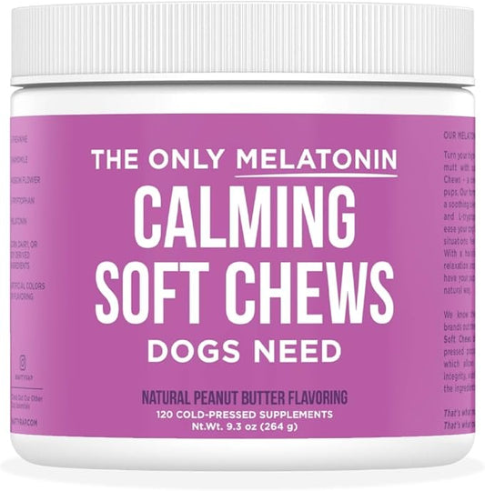 Natural Rapport Dog Calming Chews - The Only Melatonin Soft Chews that Dogs Need - 120ct Contain Melatonin, Valerian Root and Chamomile