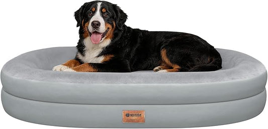 Orthopedic Jumbo Dog Bed for Extra Large Dogs, Giant Waterproof Dog Bed for Large Breed Dogs, Supportive Egg Crate Foam Pet Bed with Removable Washable Cover & Non-Slip Bottom, Silver