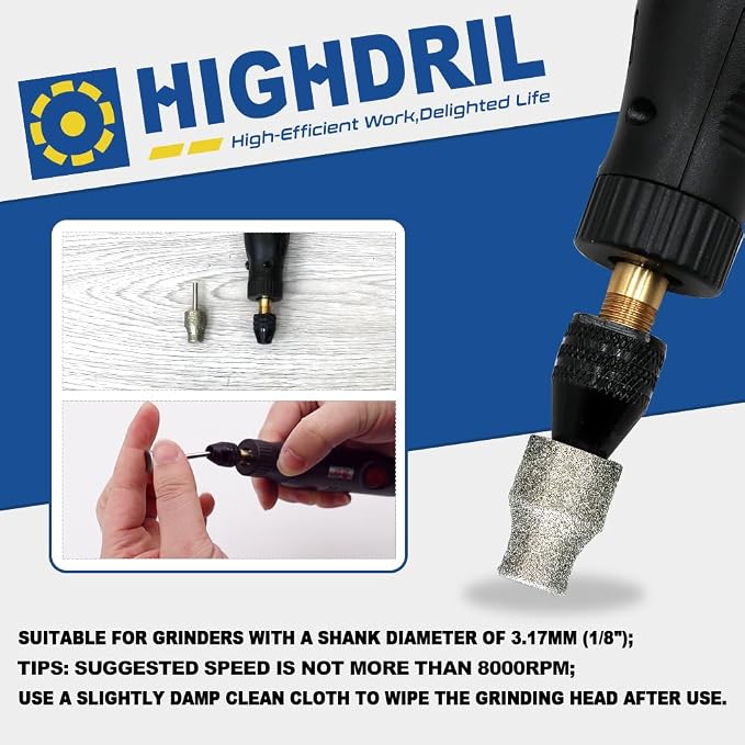 HIGHDRIL Diamond Rotary Nail Grinder Bits for Dog - 5PCS 1/8" Replacement Grinder Wheel for Pets Nail Care