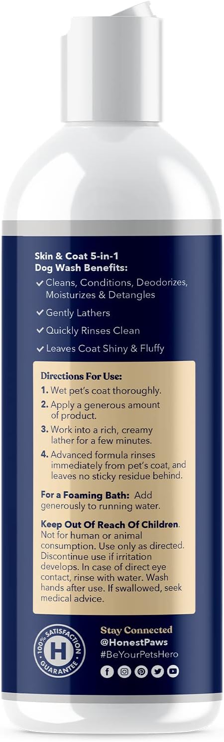 Honest Paws Dog Shampoo and Conditioner - Plant Based, All Natural & Dog Digestive and Immunity Booster with Turkey Tail Mushroom Blend - Bundle