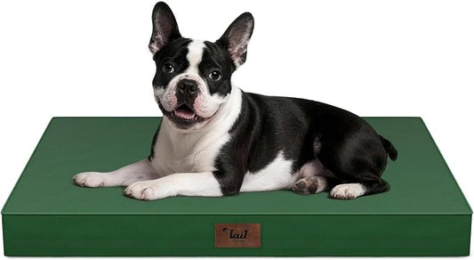 Outdoor Dog Bed for Small Dogs, Waterproof Dog Crate Bed for Medium Dogs Cats, Orthopedic Egg Crate Foam Pet Bed with Washable Removable Oxford Cover, Dark Green