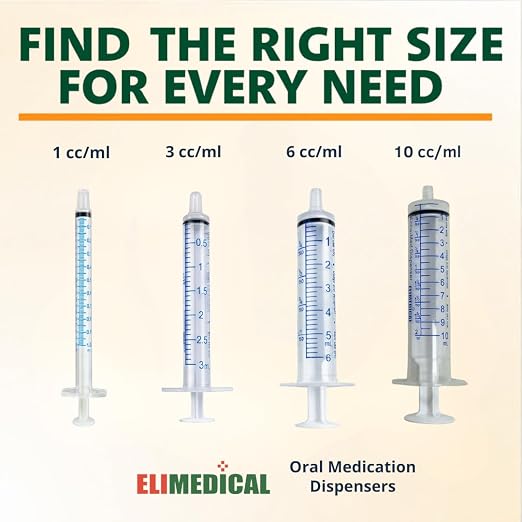 Elimedical 1ml Oral Syringe, Slip Tip, Without Needle, for Medication or Liquid Dispension, 1cc (1ml), 100 per Box, Clear, 01PC