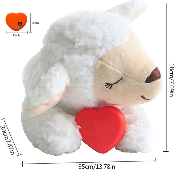 3T GROUP Dog Heartbeat Toy for Puppy Essentials Heartbeat Stuffed Animal Toy for Dogs Behavioral Training Comfort Plush Pillow Calming Aid Anxiety Relief White Sheep(White)