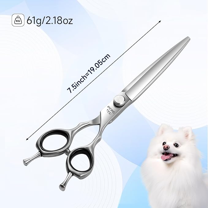 7 Inch Straight Dog Grooming Scissors, 9CR Stainless Steel Pet Shears, Sharp & Smooth Cutting for Home and Professional Grooming