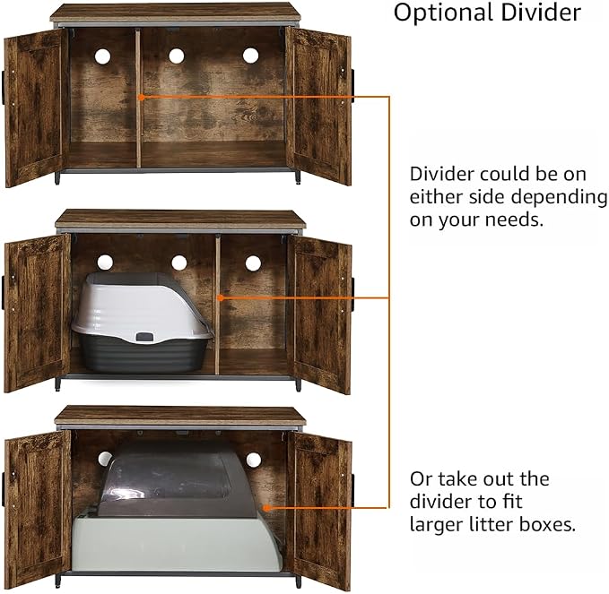 unipaws Top Opening Cat Litter Box Enclosure, Friendly to Elderly People, Waist or Keen Problem People, XL Extra Large Cat Box Furniture, High Jumbo Automatic Litter Box Cover Hidden for Large Cat