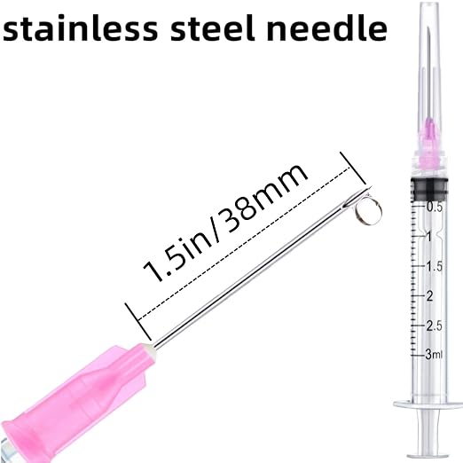 100 Pack 3ml Lab Sample Syringe with 18Gauge 1.5 Inch Liquid Measuring Refilling Tool, Individual Package