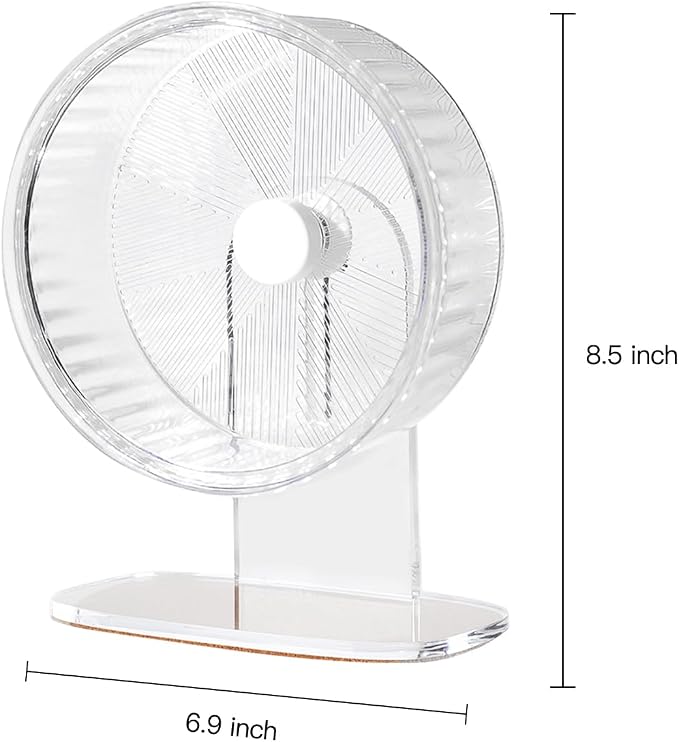 Super-Silent Hamster Exercise Wheel: Silent Spin Toys Hamster Running Wheels with Height Adjustable Stand for Hamsters Gerbils Mice Or Other Small Animals -6.5inch Clear