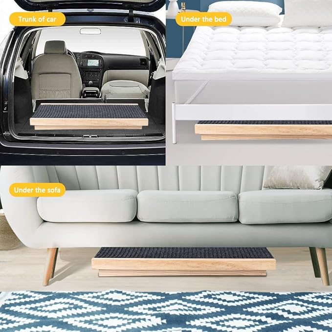 Dog Ramps for High Bed, Foldable Small to Large Dog Ramp with Non-Slip Pad for Sofa, Adjustable Height from 12'' to 16", Portable Pet Ramp to Get on Bed