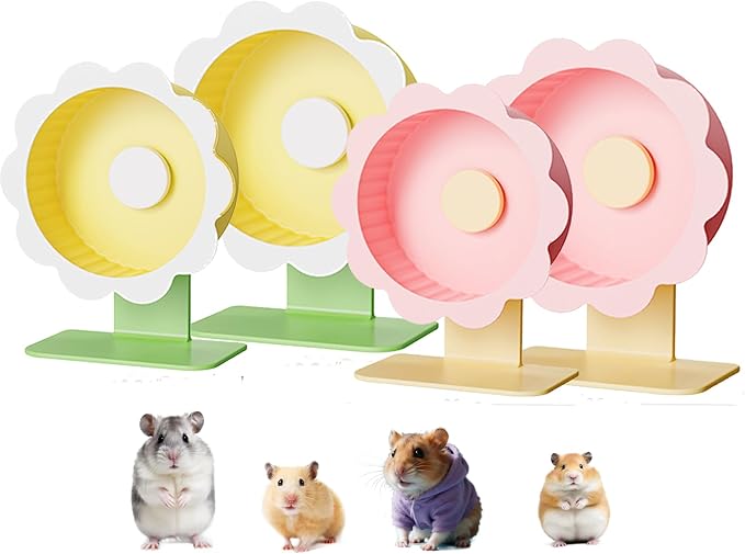 Hamster Wheel Super-Silent Hamster Exercise Wheels- Quiet Spinner Hamster Running Wheels with Adjustable Stand for Hamsters Gerbils Mice Or Other Small pet (Yellow, Large)