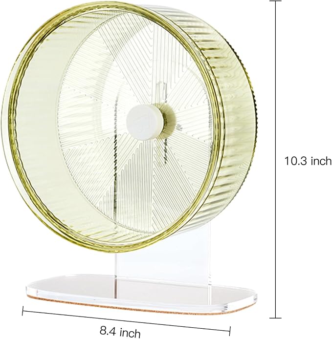 Super-Silent Hamster Exercise Wheel: Silent Spin Toys Hamster Running Wheels with Height Adjustable Stand for Hamsters Gerbils Mice Or Other Small Animals -8.5inch Green