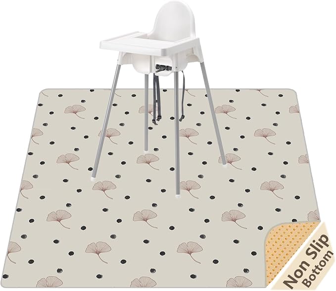 Baby Splat Mat for Under High Chair, 51"x51" Waterproof Non-Slip Floor Mat | Reusable Polyester Surface, Easy Daily Cleanup for Crumbs and Spills, Machine Washable for Deeper Cleaning