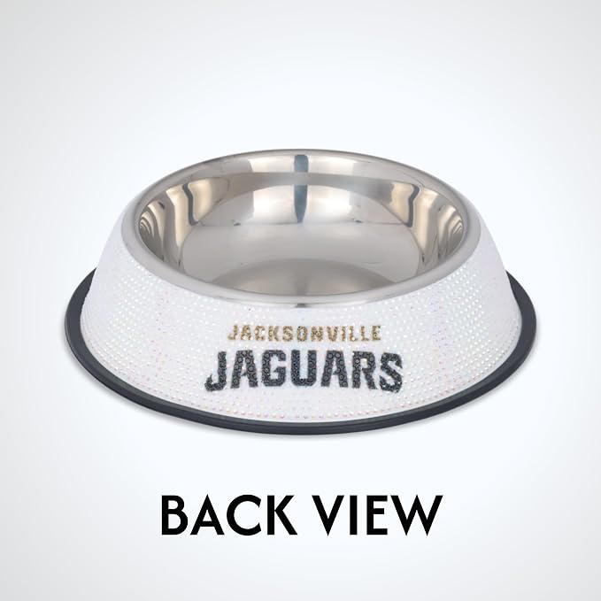 The Memory Company Officially Licensed Stainless Steel Pet Bowl, Premium Bling Team Logo Dog & Cat Food & Water Dish, Non-Slip Rubber Base, for Large/Small Breeds