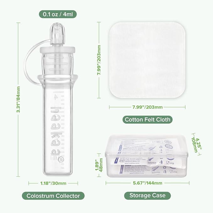 haakaa Colostrum Collector Kit Breast Milk Collector with Cotton Cloth Wipe and Storage Case, Ready-to-Use, Reusable, 4ml/6pcs | World-first design, 3-in-1 Collector, Safe food-grade silicone-BPA Free, Ready-to-use pack,Replace disposable syringes